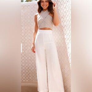 BillyJ Karah High-Waist Wide Leg Pants in White size 8 like new